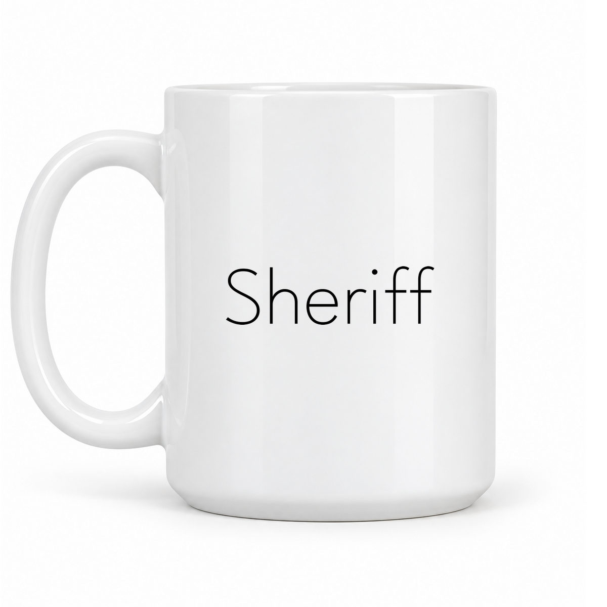Sheriff Mug in white with handle left
