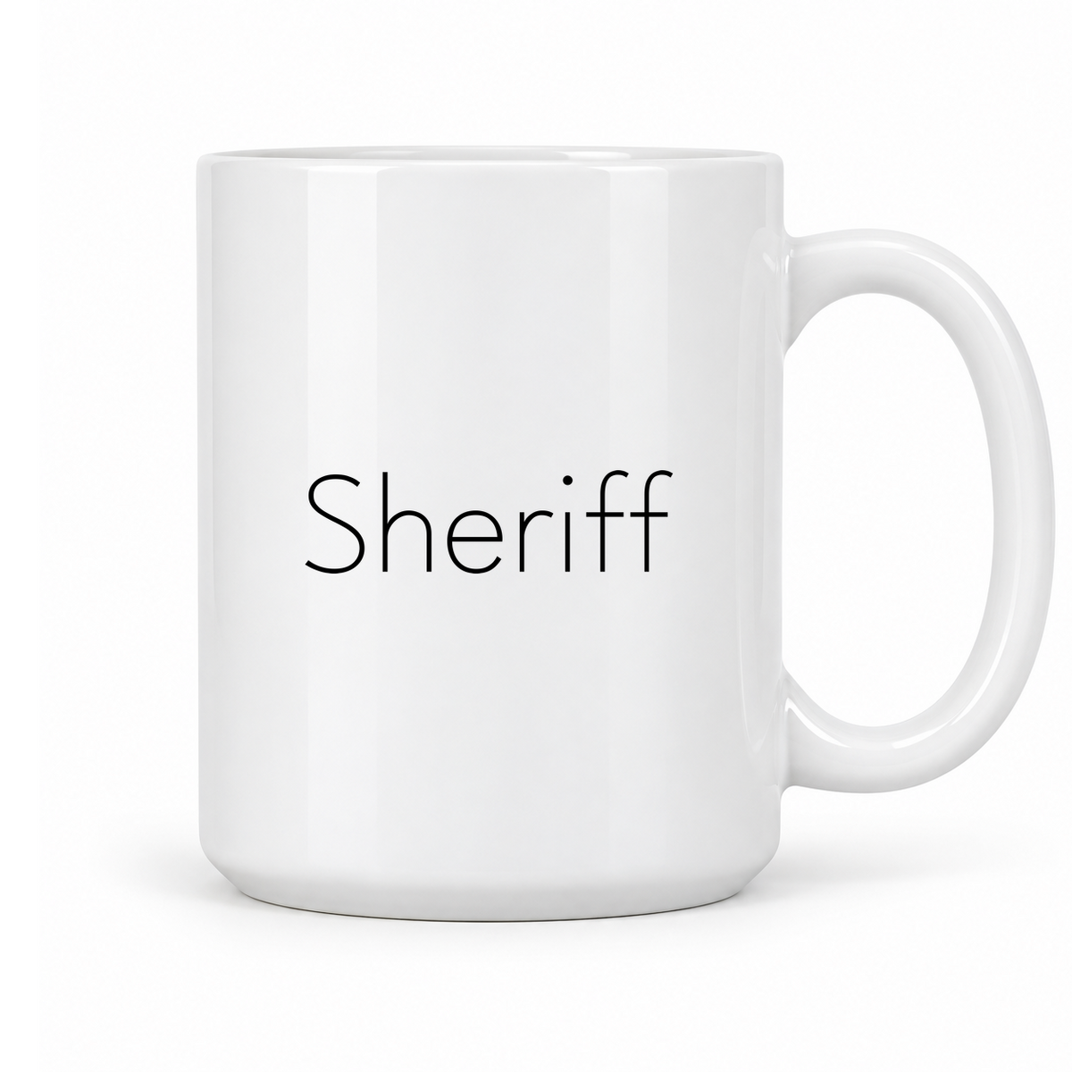 Sheriff Mug in white with handle right