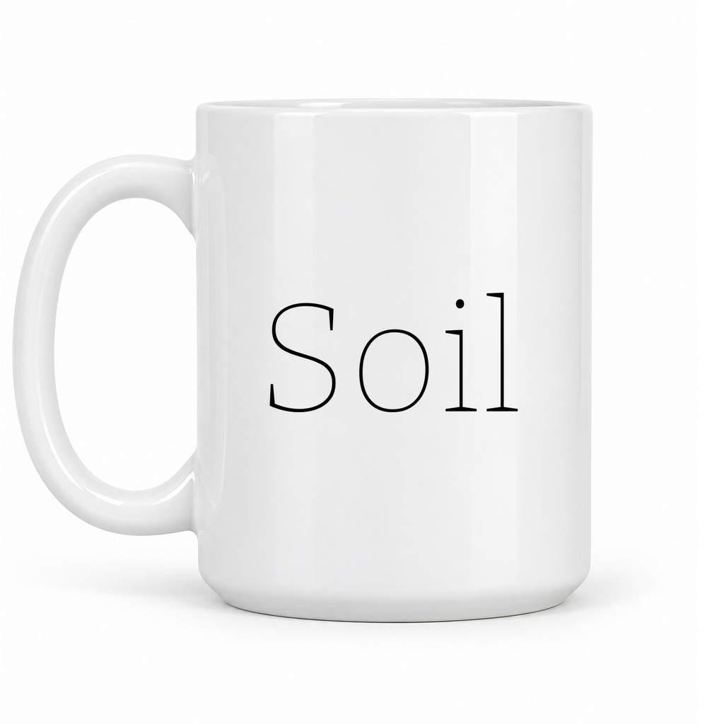 Soil Mug in white with handle left