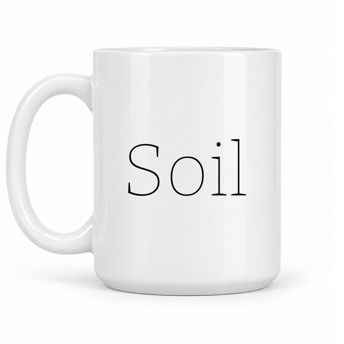 Soil Mug in white with handle left