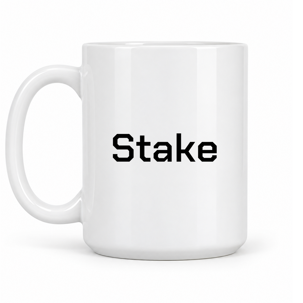 Stake Mug in white with handle left