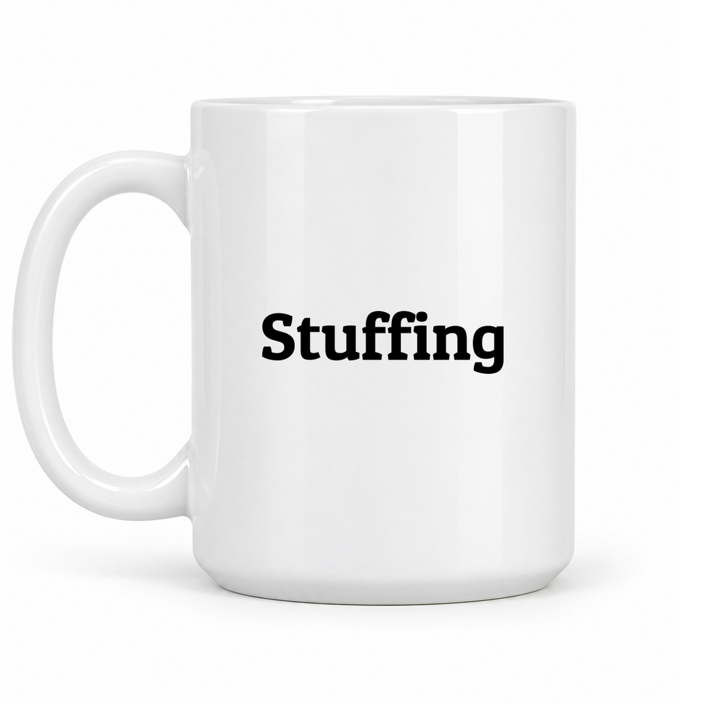 Stuffing Mug in white with handle left