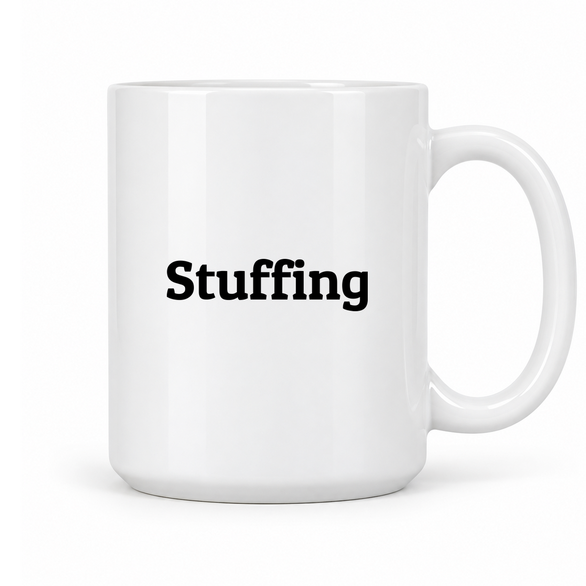 Stuffing Mug in white with handle right