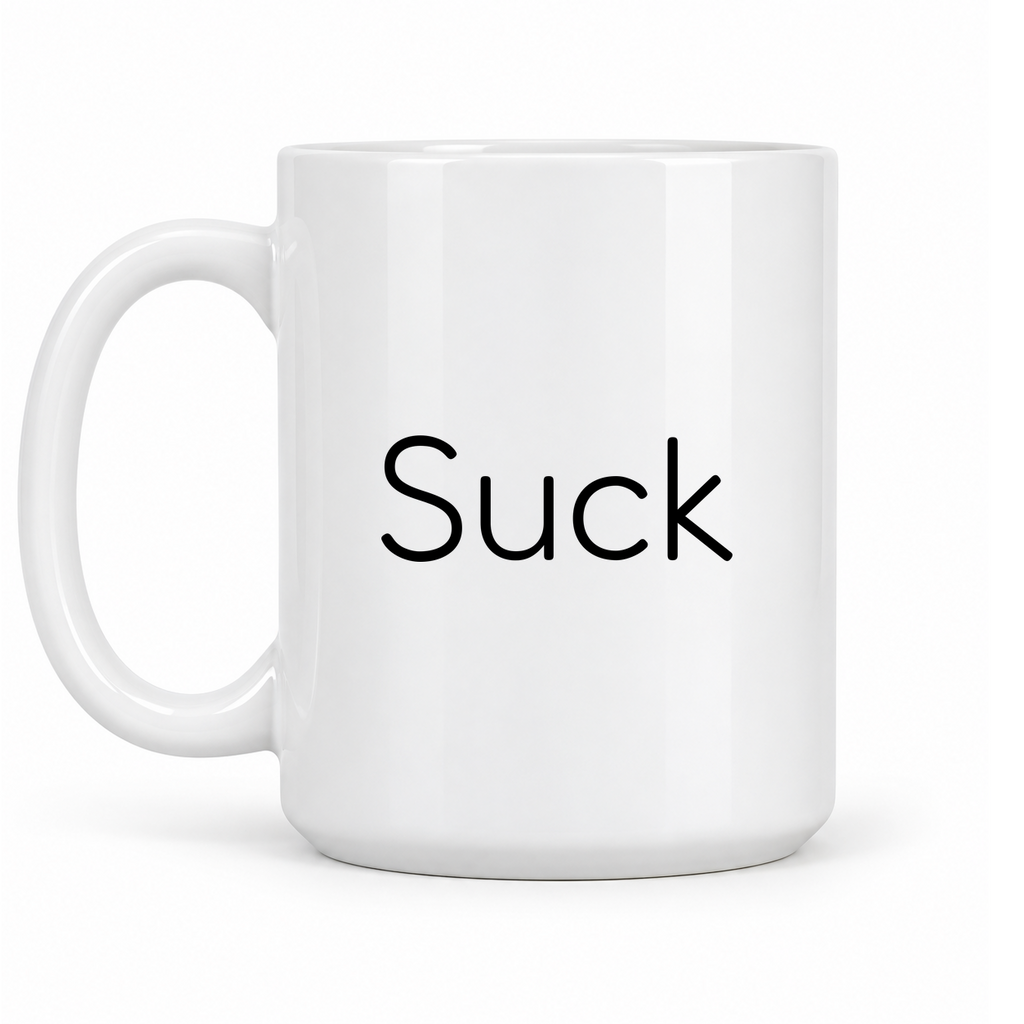 Suck Mug in white with handle left
