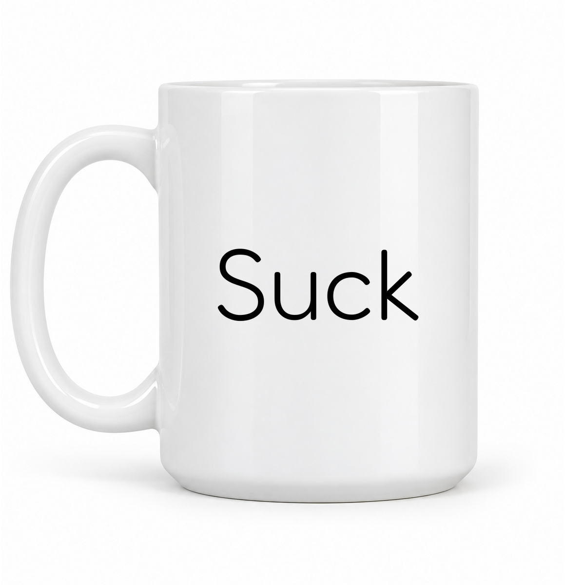 Suck Mug in white with handle left