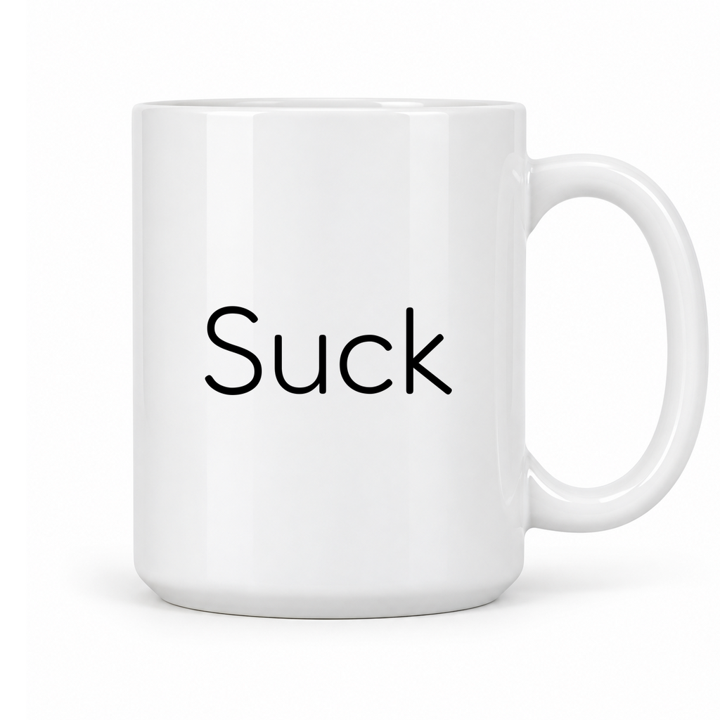 Suck Mug in white with handle right