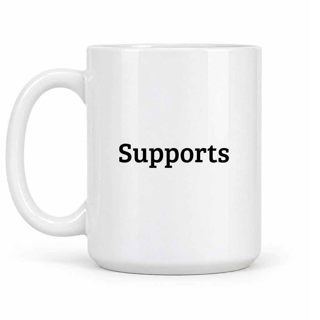 Supports Mug in white with handle left