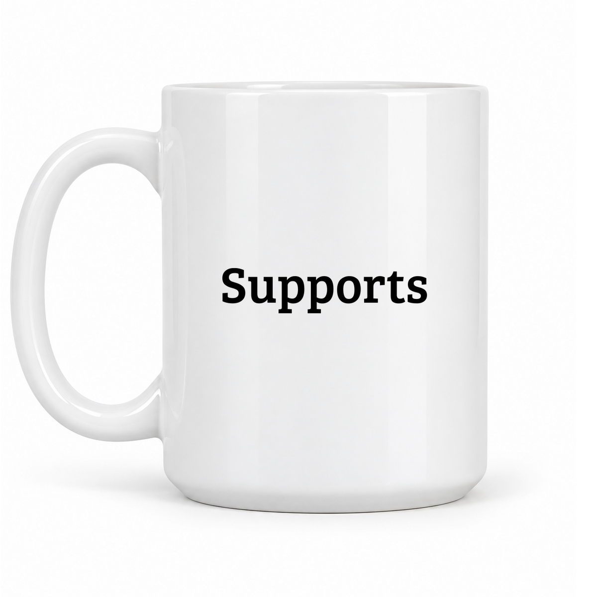 Supports Mug in white with handle left