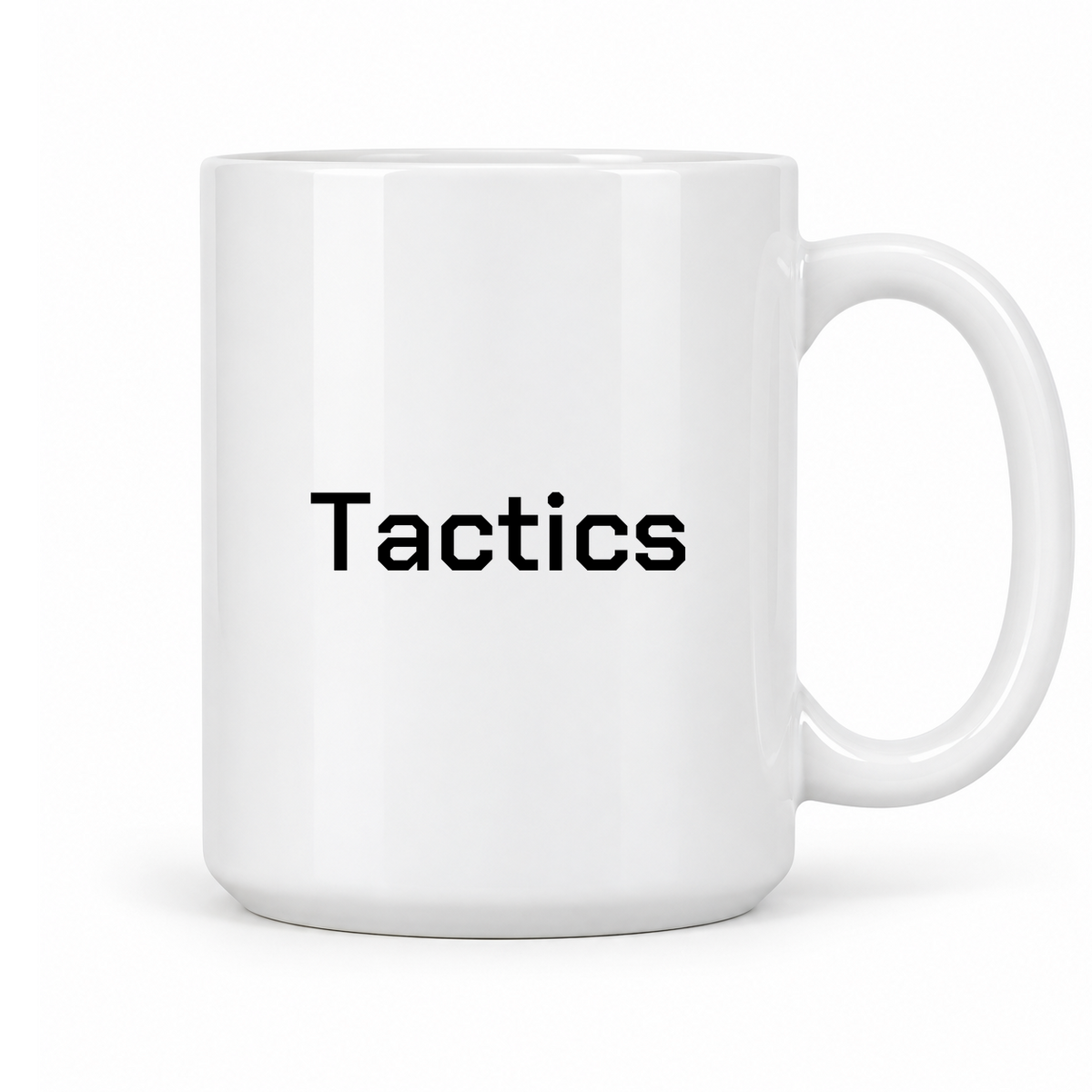 Tactics Mug in white with handle right