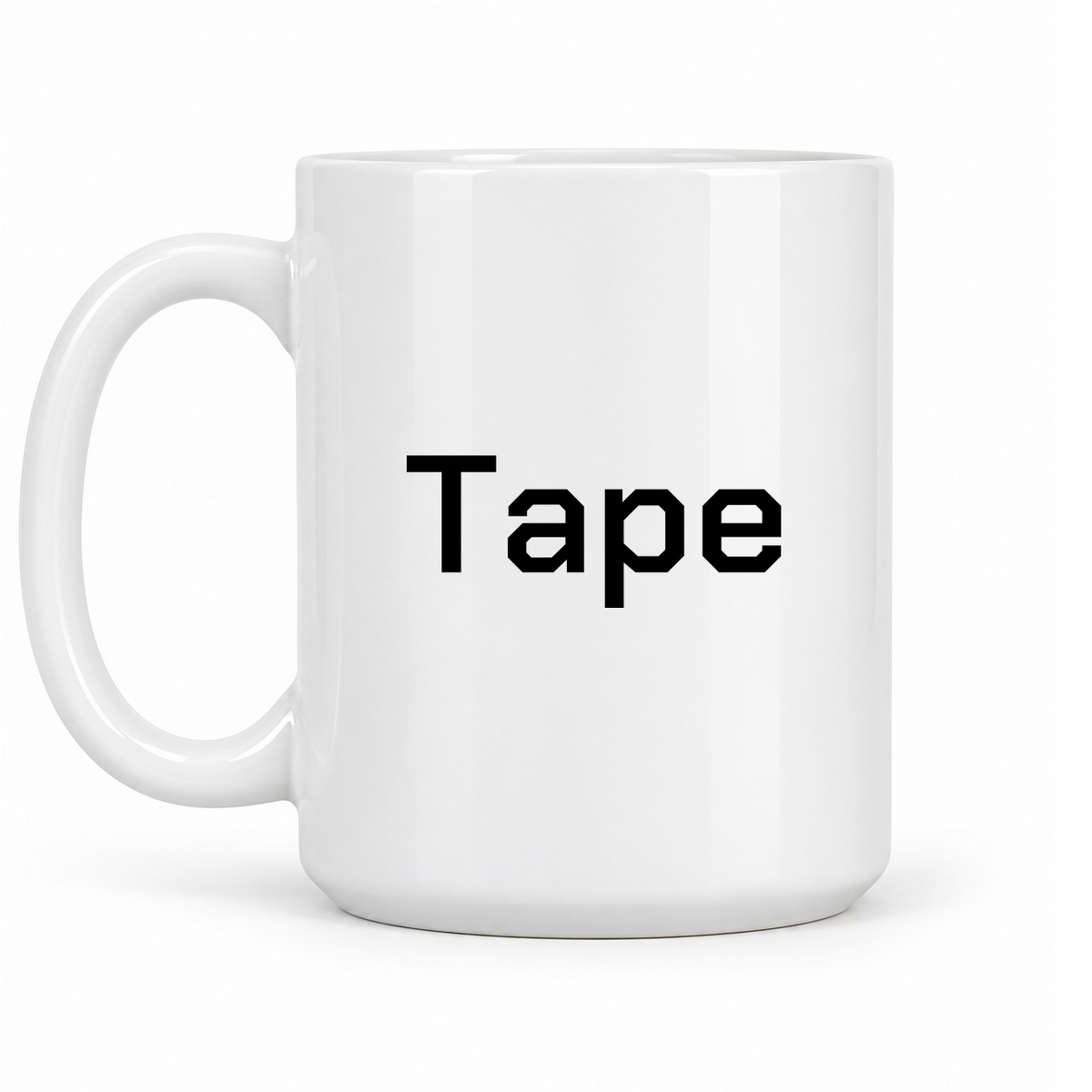Tape Mug in white with handle left
