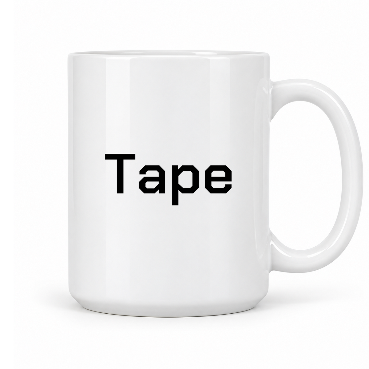 Tape Mug in white with handle right