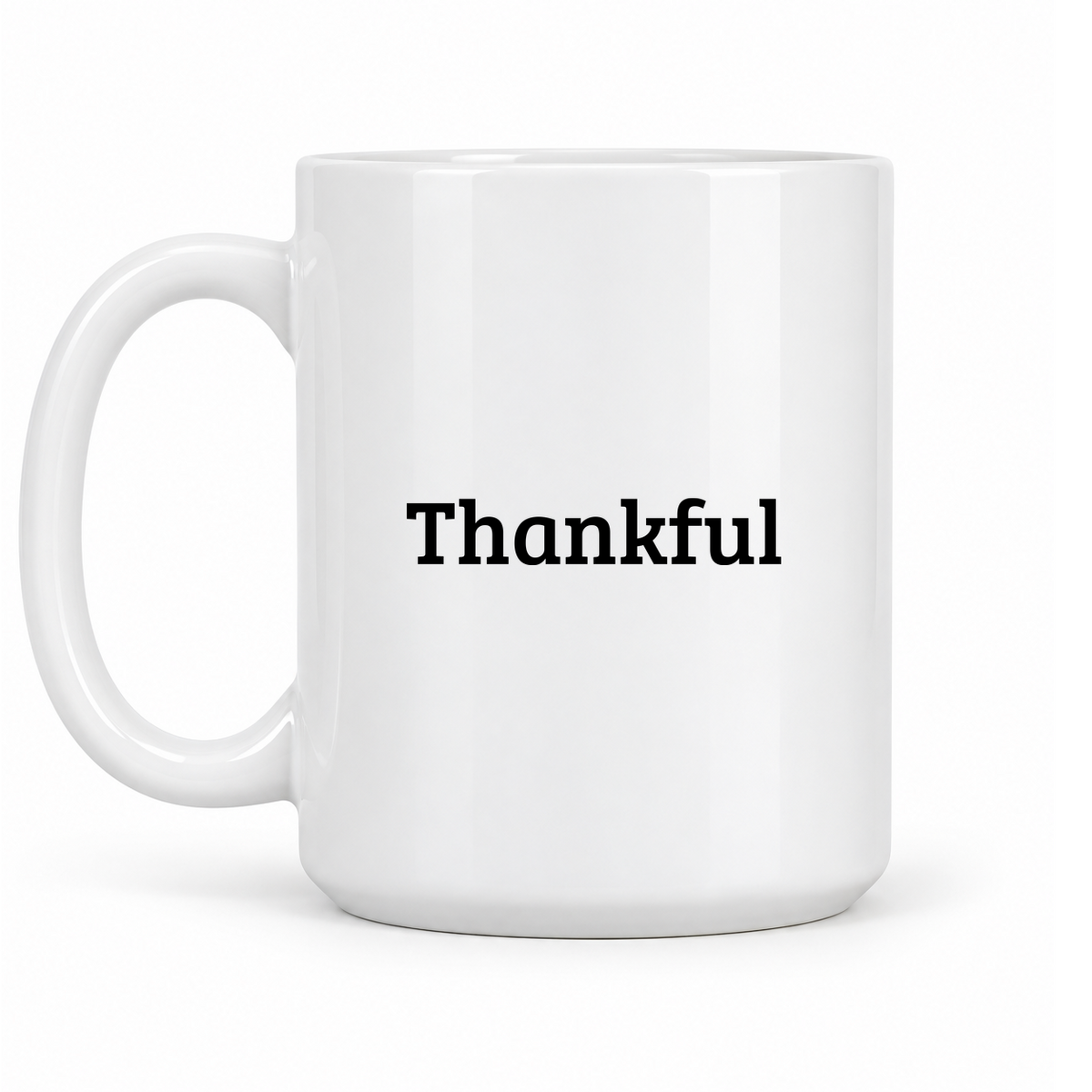 Thankful Mug in white with handle left