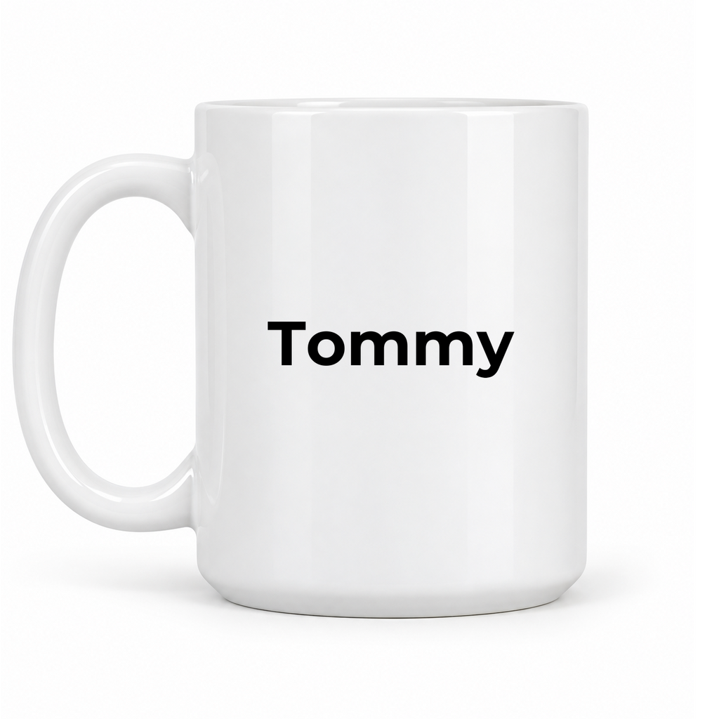 Tommy Mug in white with handle left