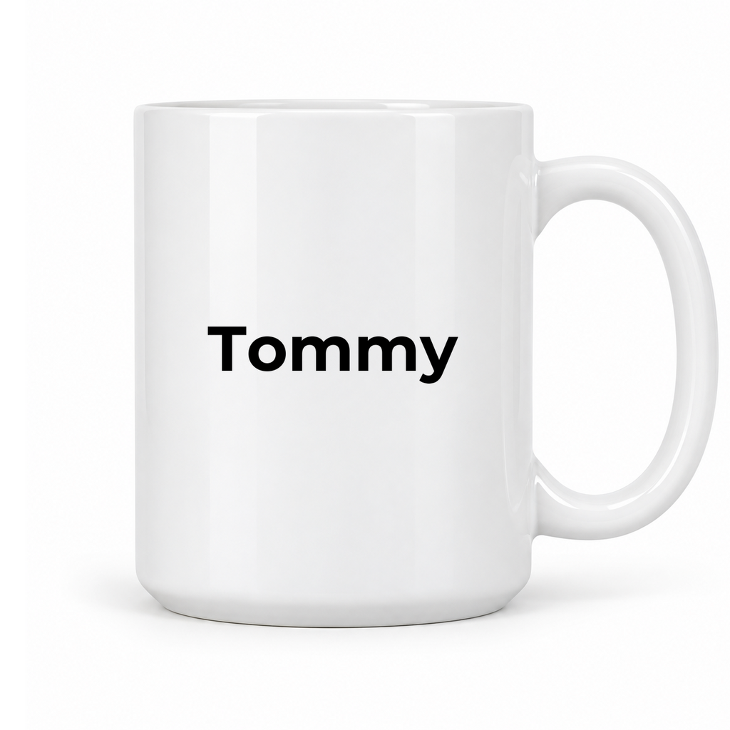 Tommy Mug in white with handle right