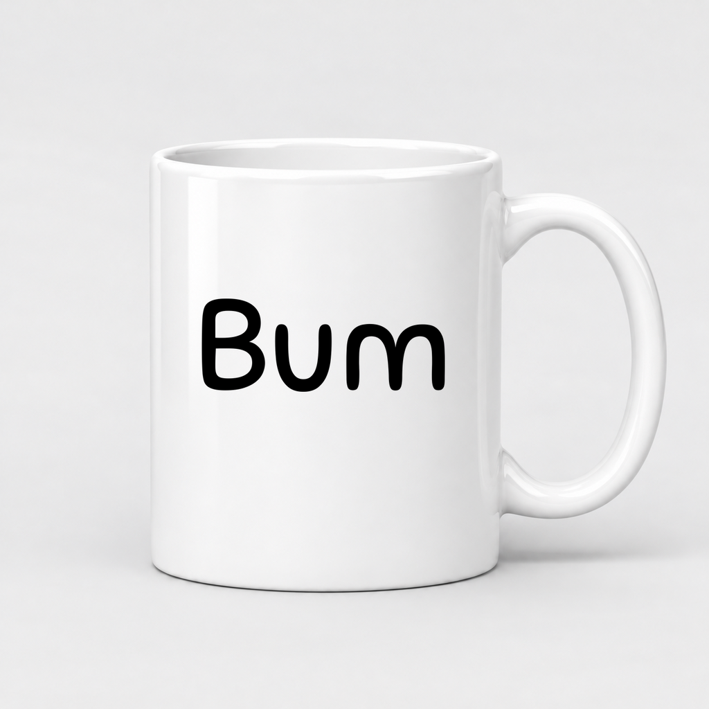 Bum Mug in white with handle right