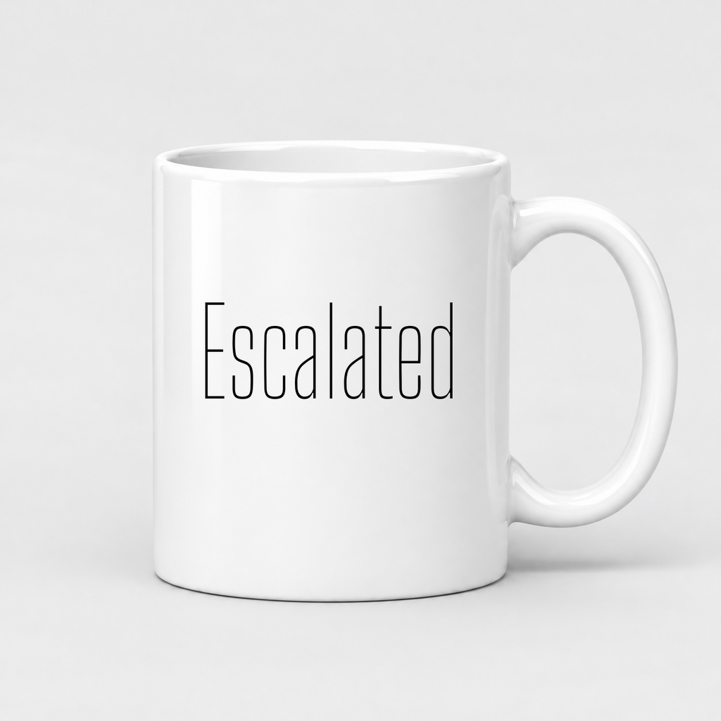 Escalated Mug in white with handle right
