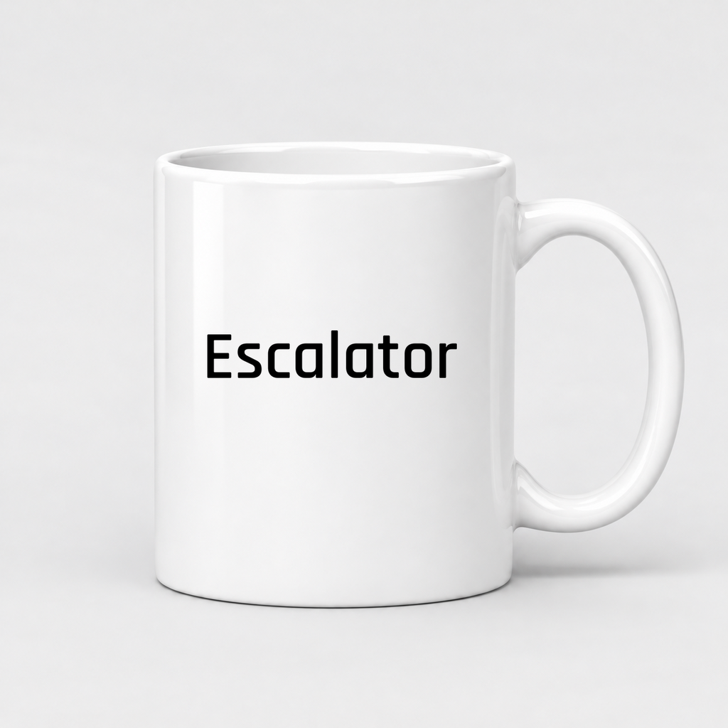 Escalator Mug in white with handle right