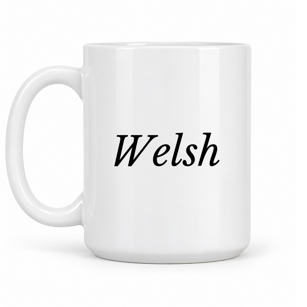Welsh Mug in white with handle left