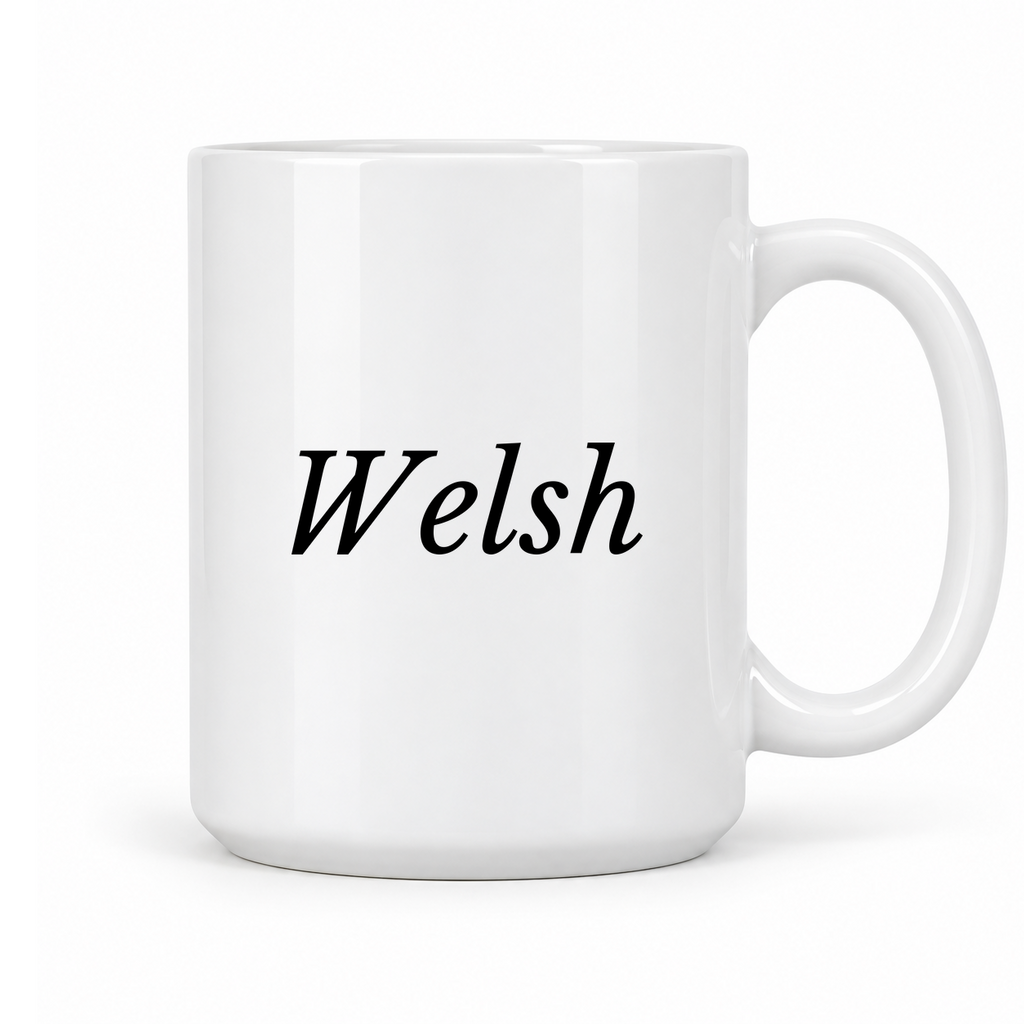 Welsh Mug in white with handle right