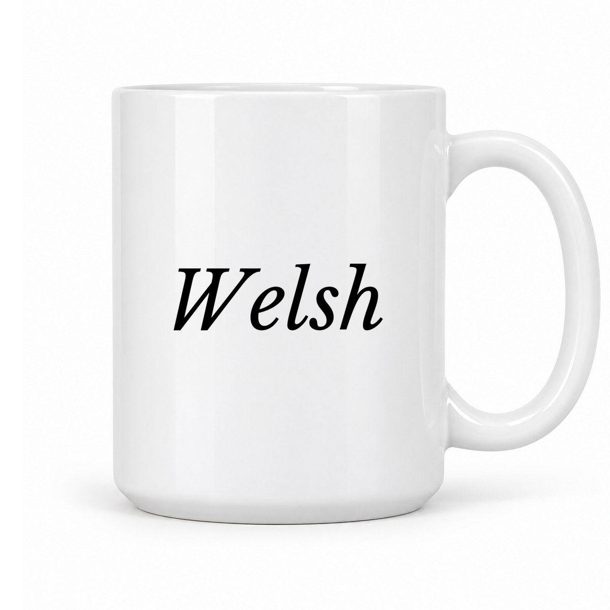 Welsh Mug in white with handle right