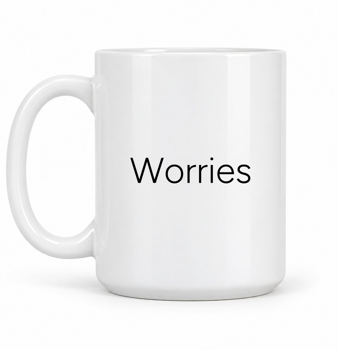 Worries Mug in white with handle left