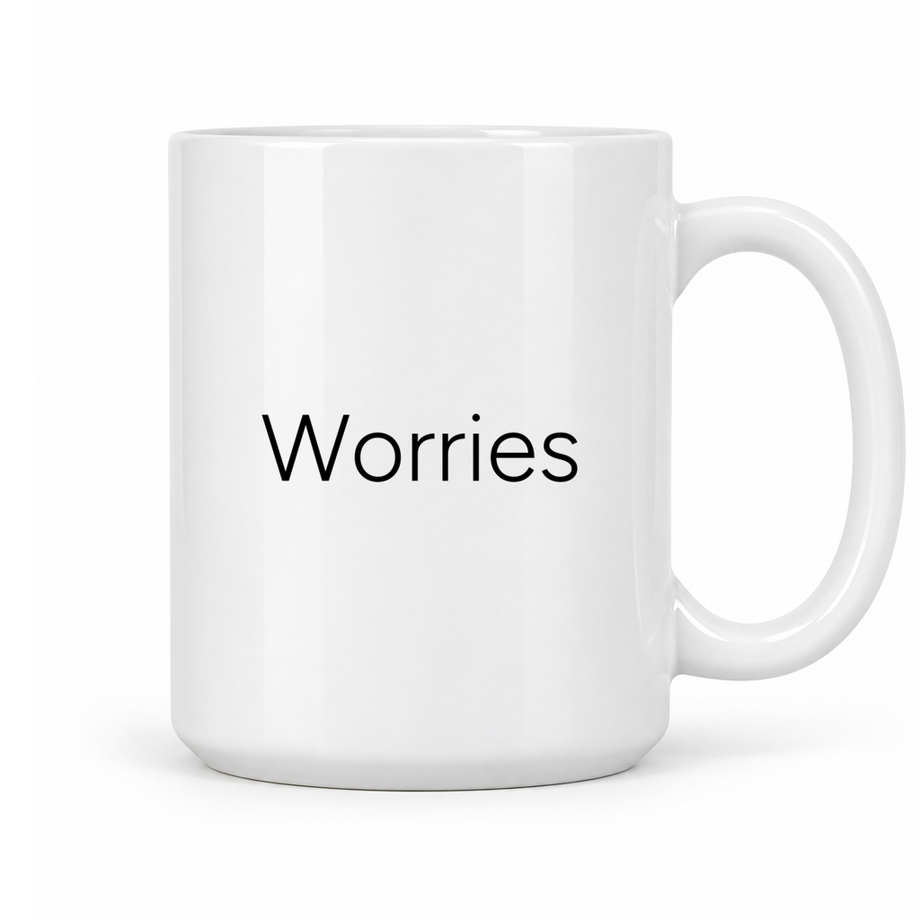 Worries Mug in white with handle right