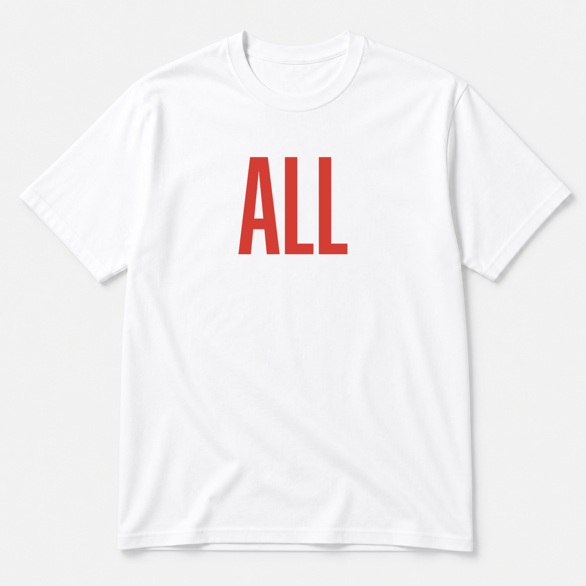 All T-Shirt in white with red text
