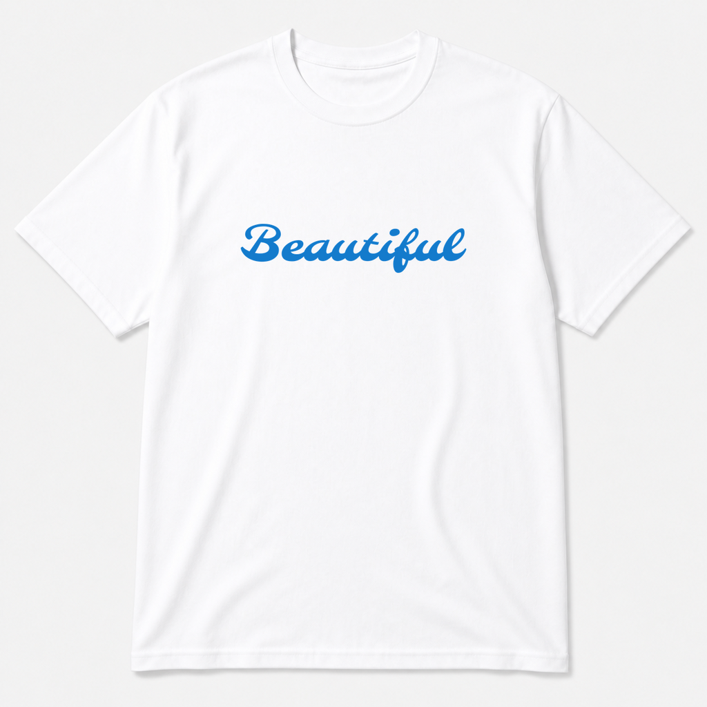 Beautiful T-Shirt in white with blue text