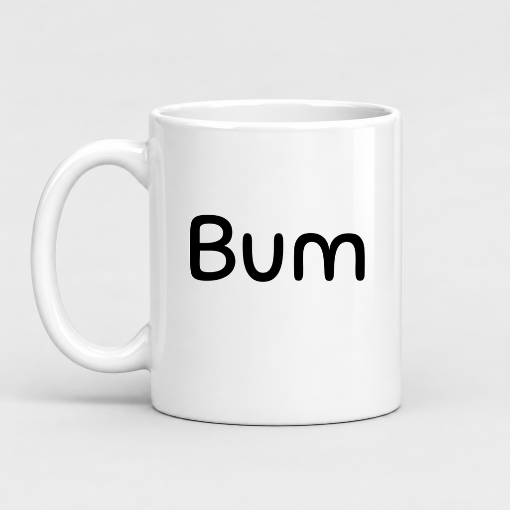 Bum Mug in white with handle left