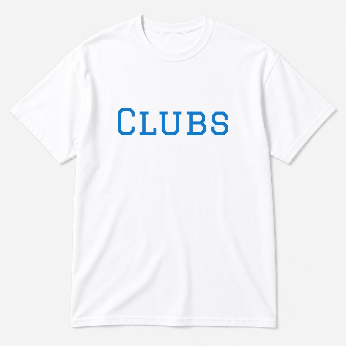 Clubs T-Shirt in white with blue text