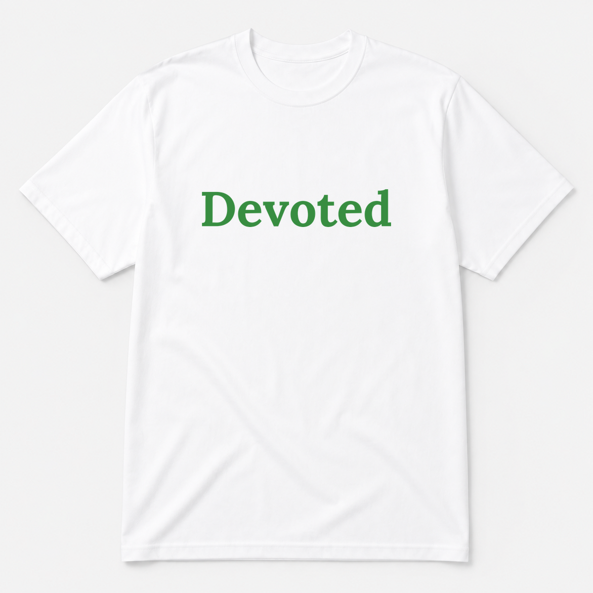 Devoted T-Shirt in white with green text