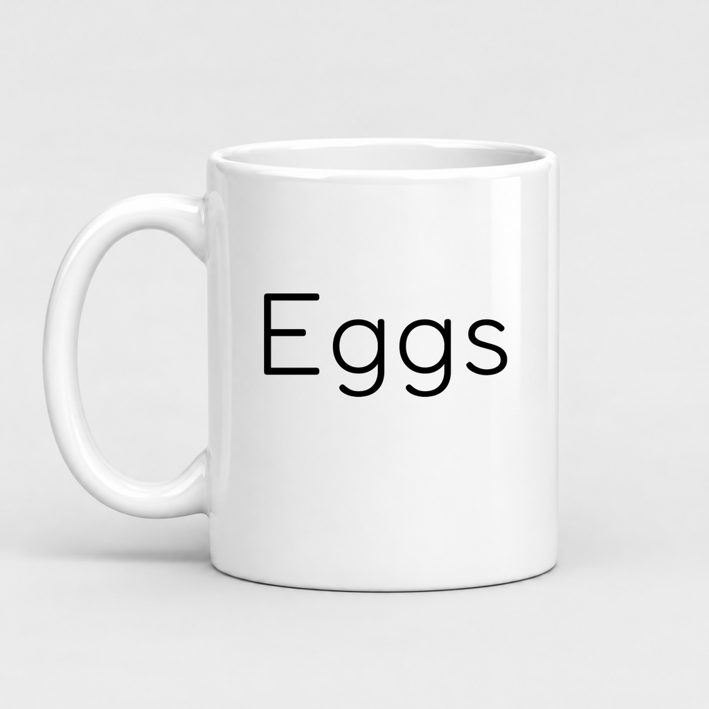 Eggs Mug in white with handle left