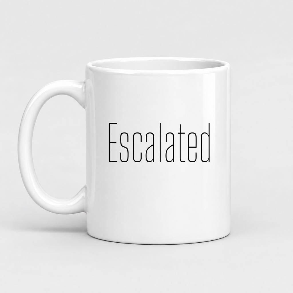 Escalated Mug in white with handle left
