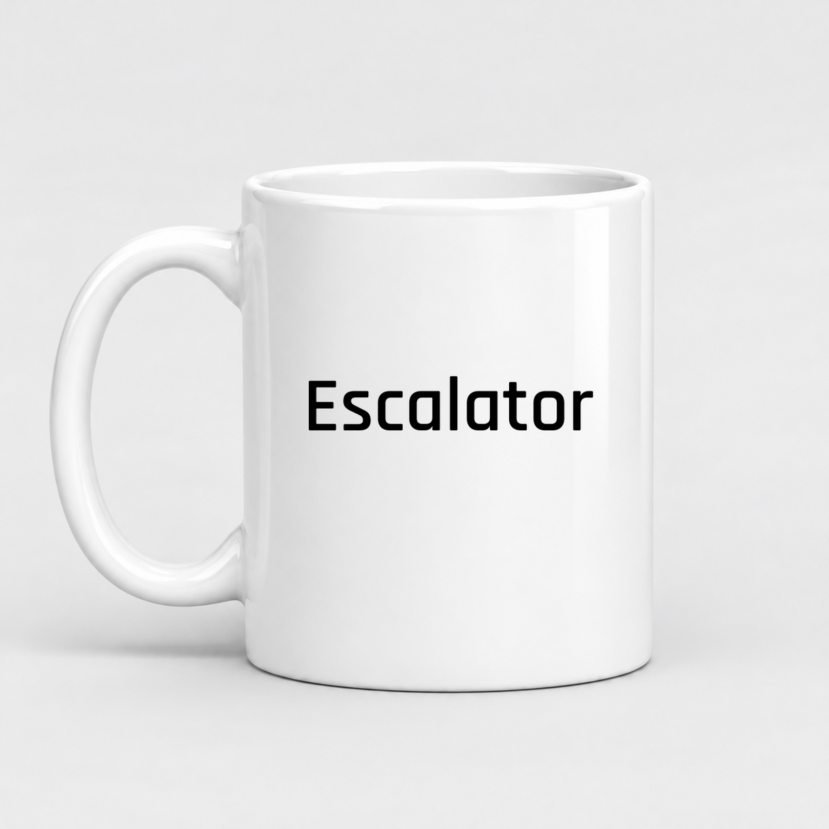 Escalator Mug in white with handle left