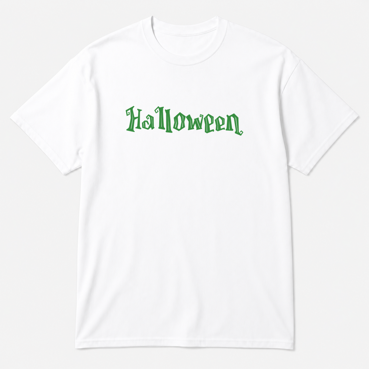Halloween T-Shirt in white with green text