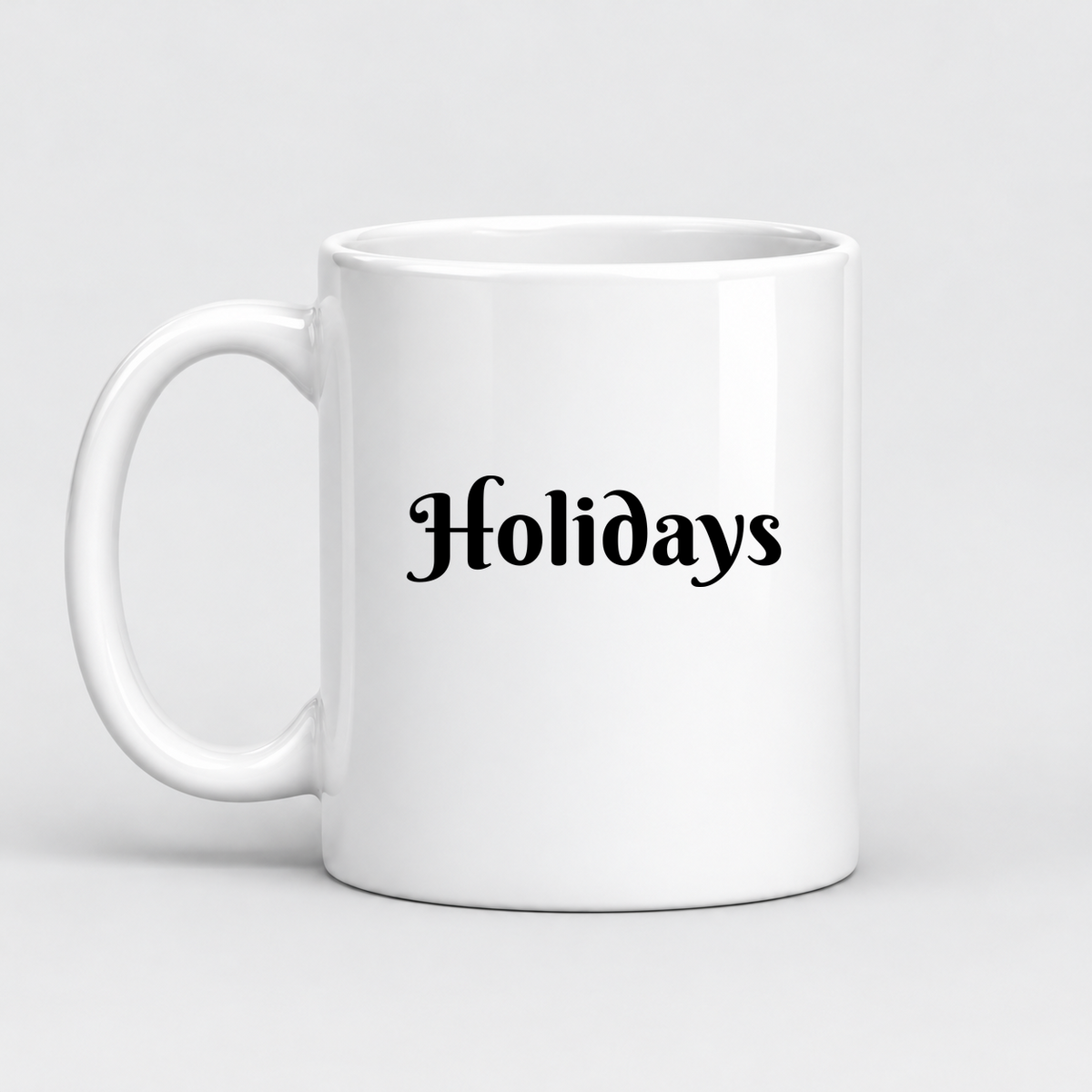 Holidays Mug in white with handle left