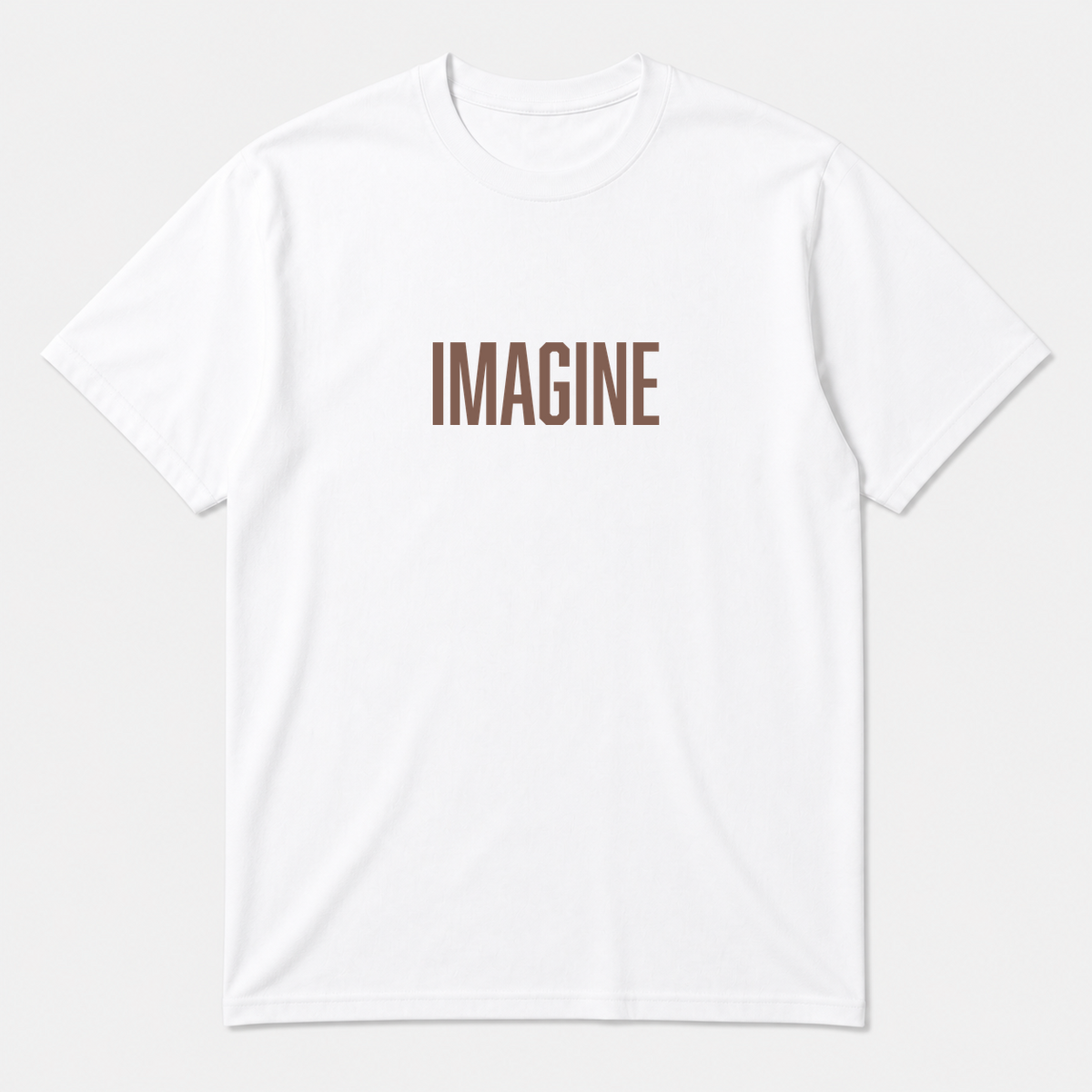 Imagine T-Shirt in white with brown text