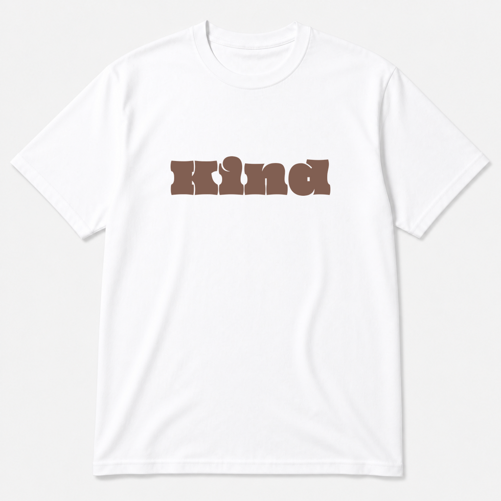 Kind T-Shirt in white with brown text