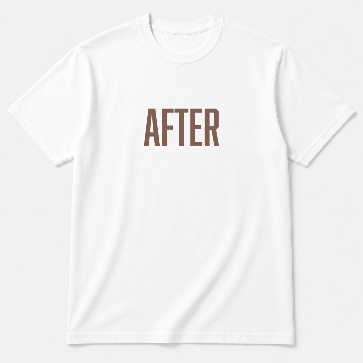 After T-Shirt in white with brown text