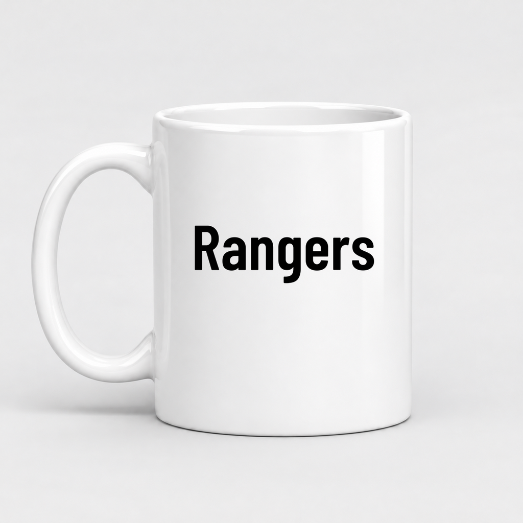 Rangers Mug in white with handle left