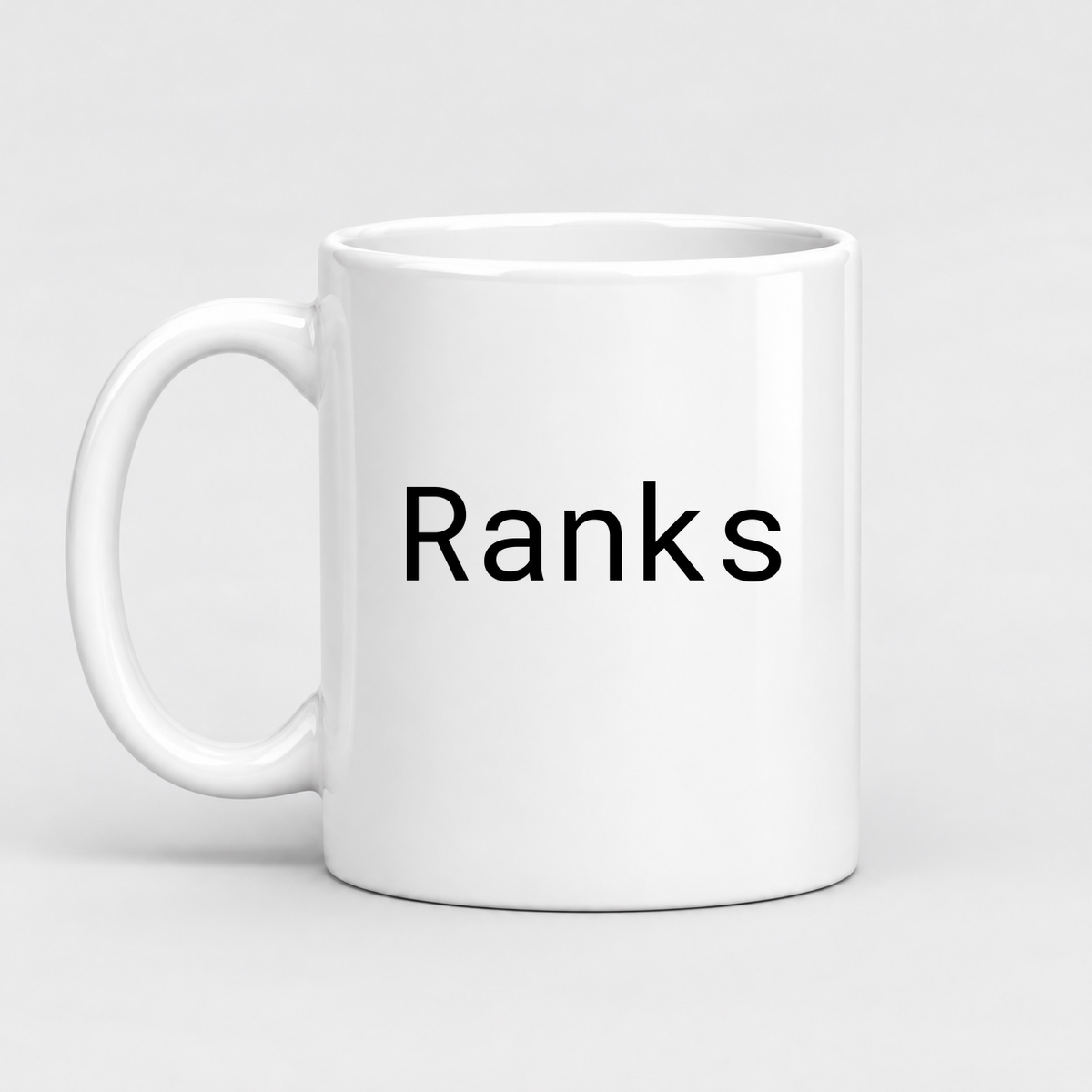 Ranks Mug in white with handle left