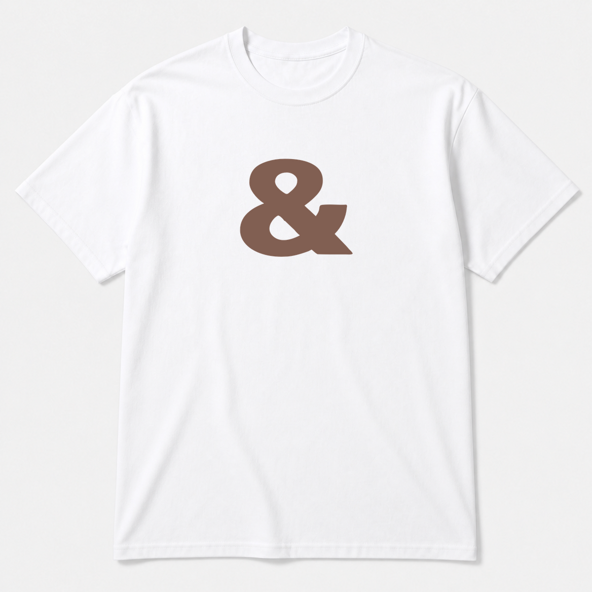 & T-Shirt in white with brown text