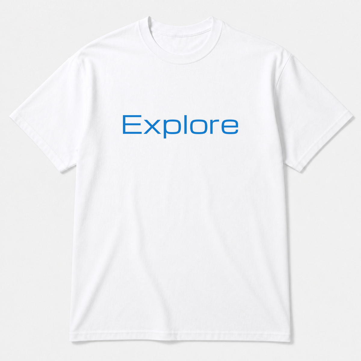 Explore T-Shirt in white with blue text