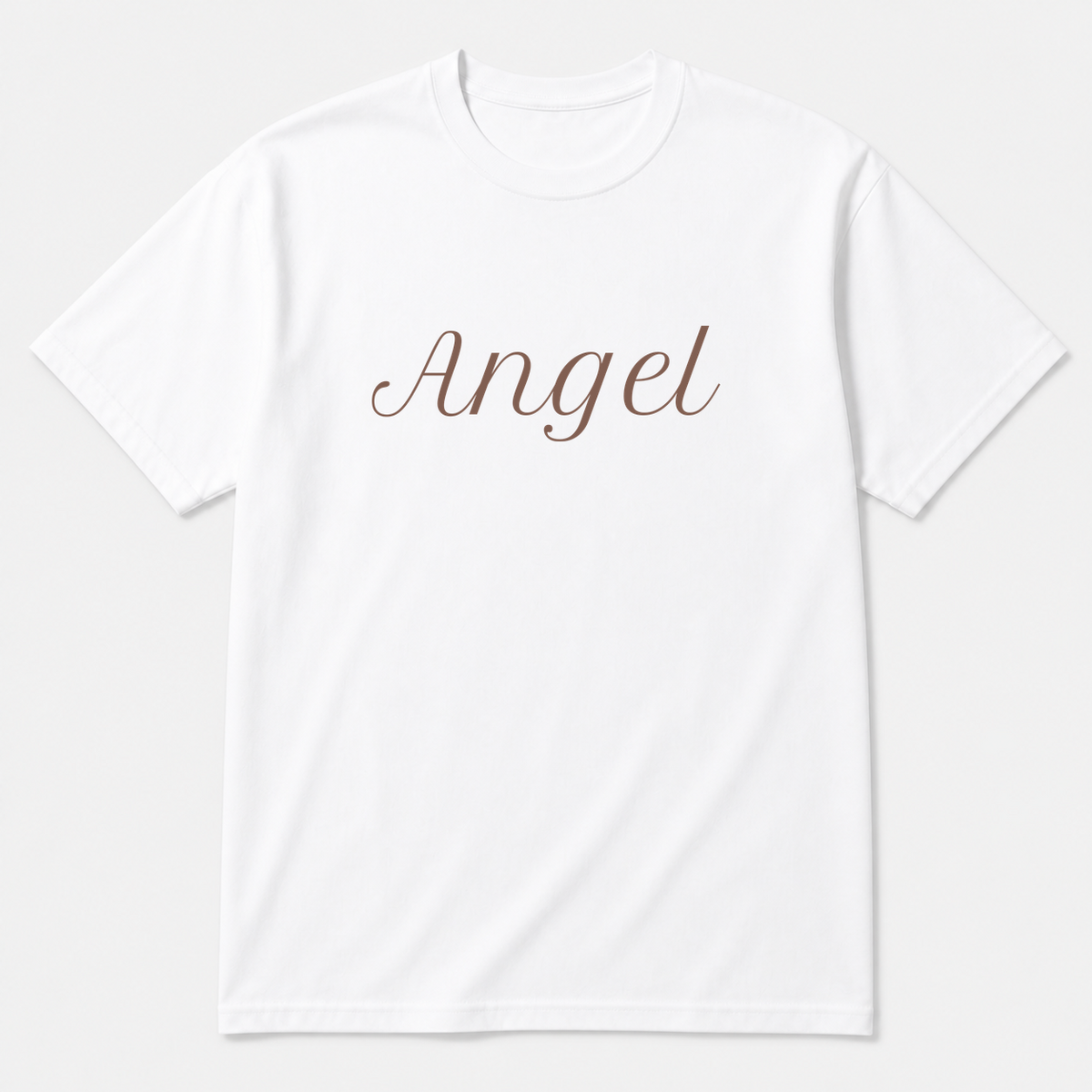 Angel T-Shirt in white with brown text