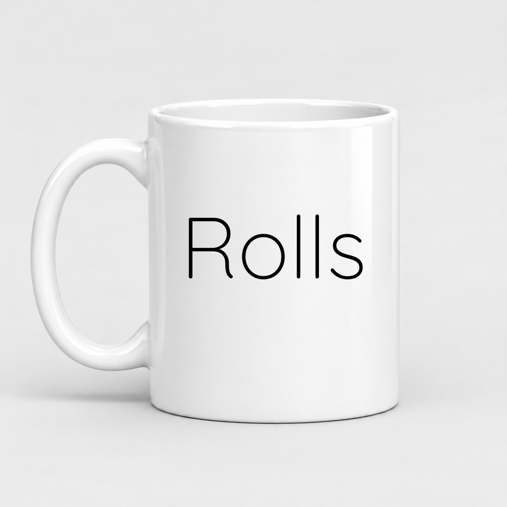 Rolls Mug in white with handle left