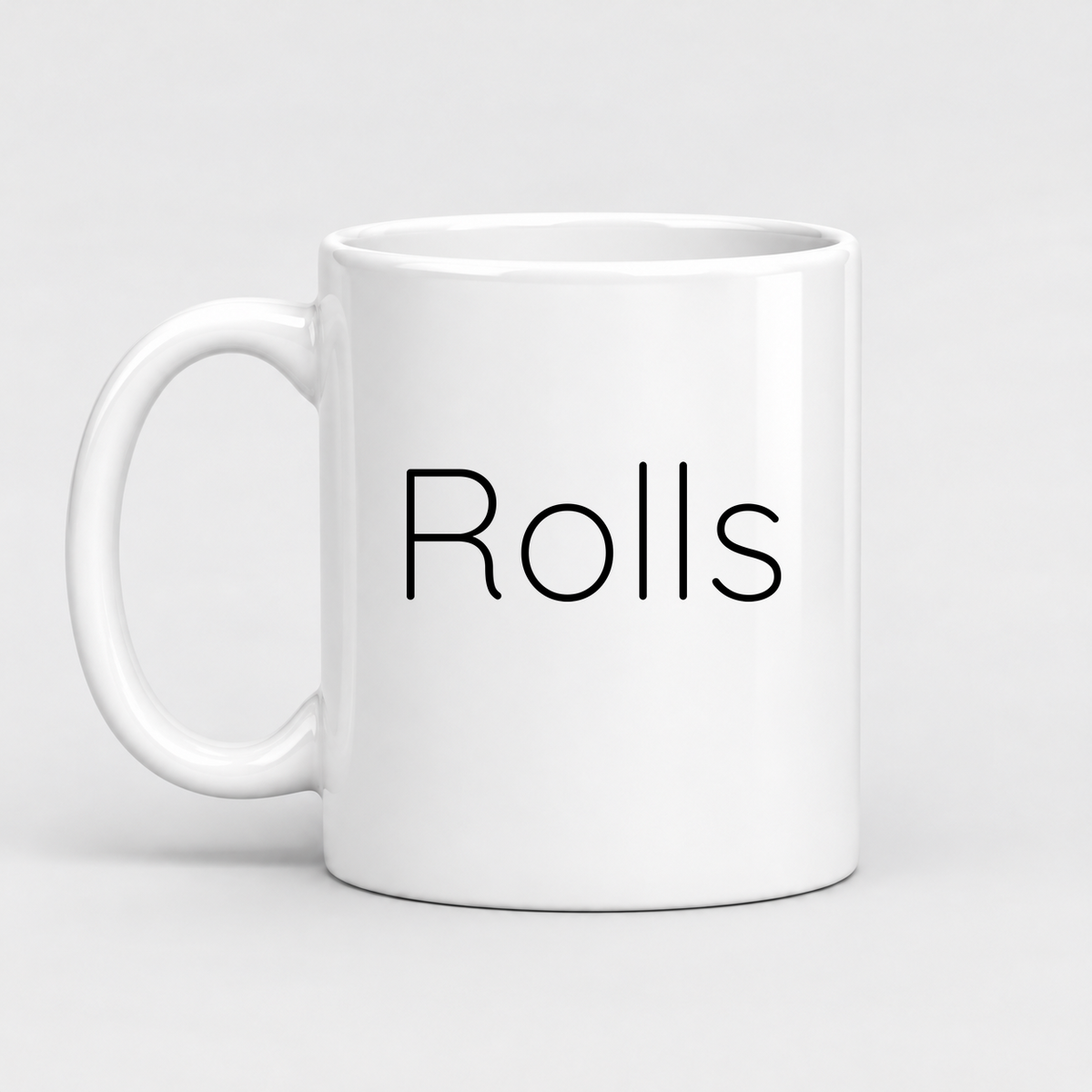 Rolls Mug in white with handle left